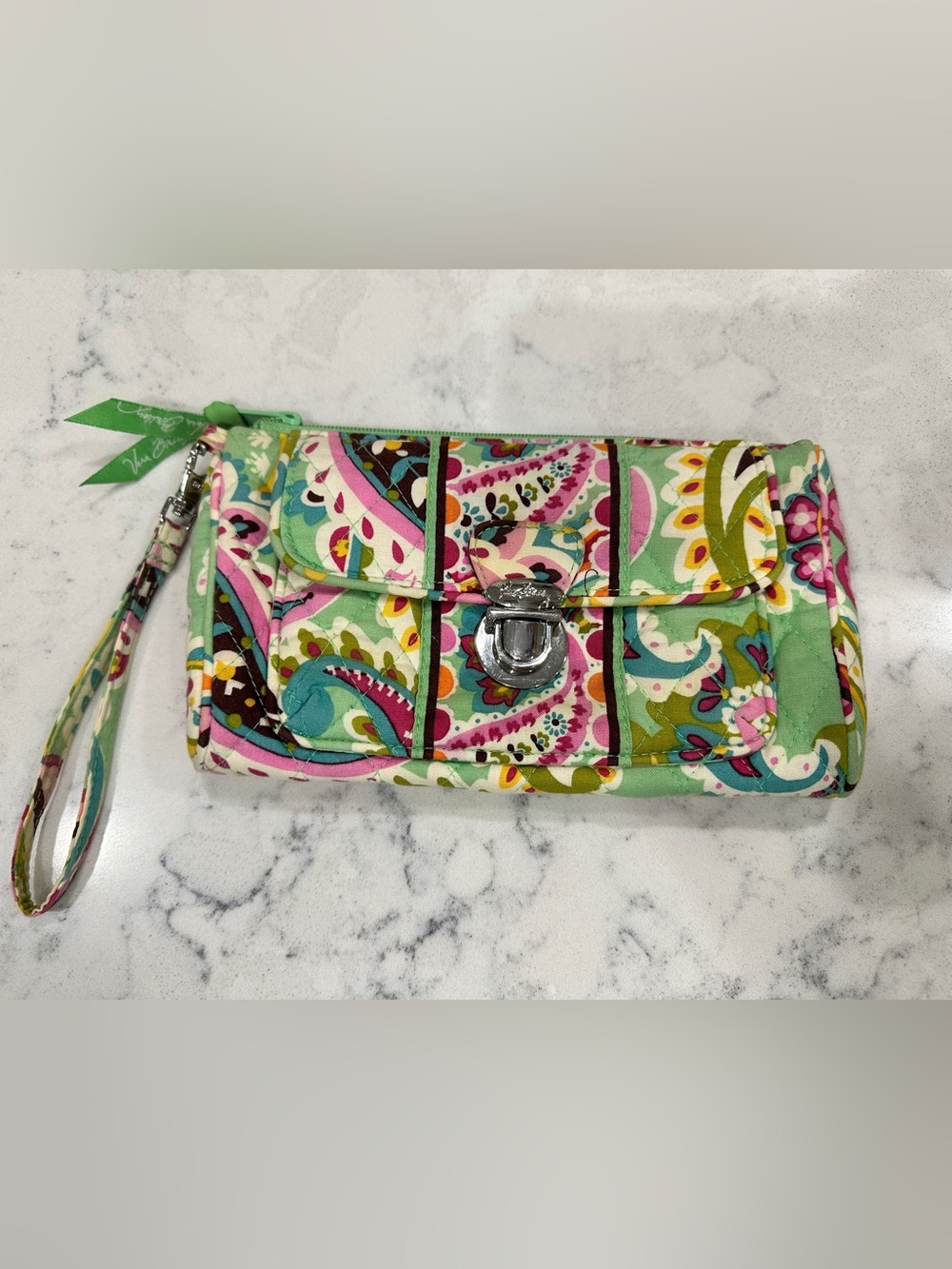 Vera Bradley Quilted Tutti Frutti Wristlet - Pink, Green & Turquoise